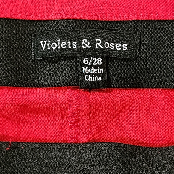 Violets & Roses Red Slim Fit Pants Size 6/28 Stretch Rayon Blend Office Wear - Picture 6 of 7